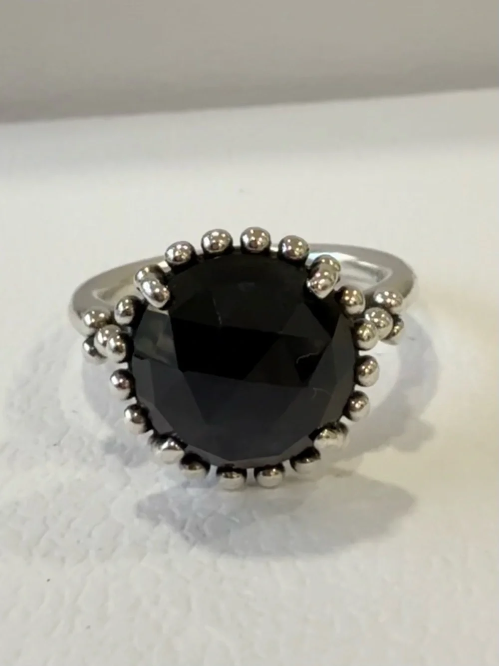 Authentic RETIRED Pandora Silver Ring with Dark Blue Crystal Halo